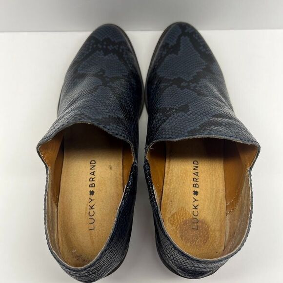 Lucky‎ Brand Snakeskin Blue/Black Fausst Leather Booties Women's 9 - Picture 5 of 7